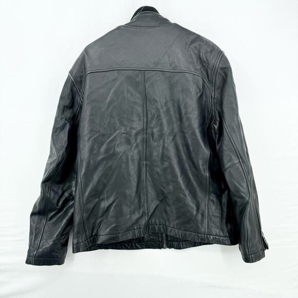 Andrew Marc Leather Full Zip Black Fabian Jacket Size Large - Picture 4 of 8
